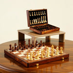 Wooden Chess Set | Chessboard with Pieces | Foldable & Portable