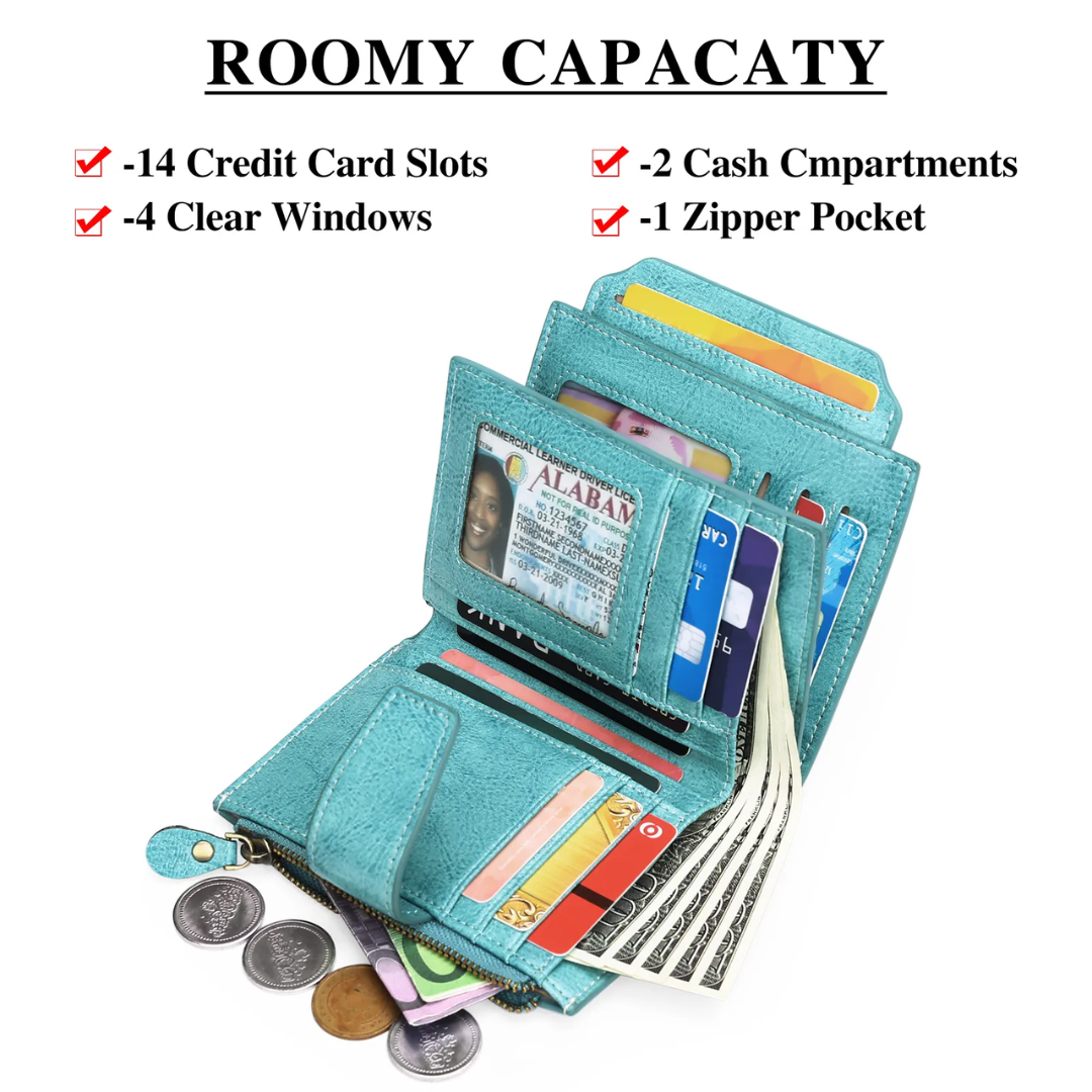 Compact Genuine Leather Multi-Pocket Wallet