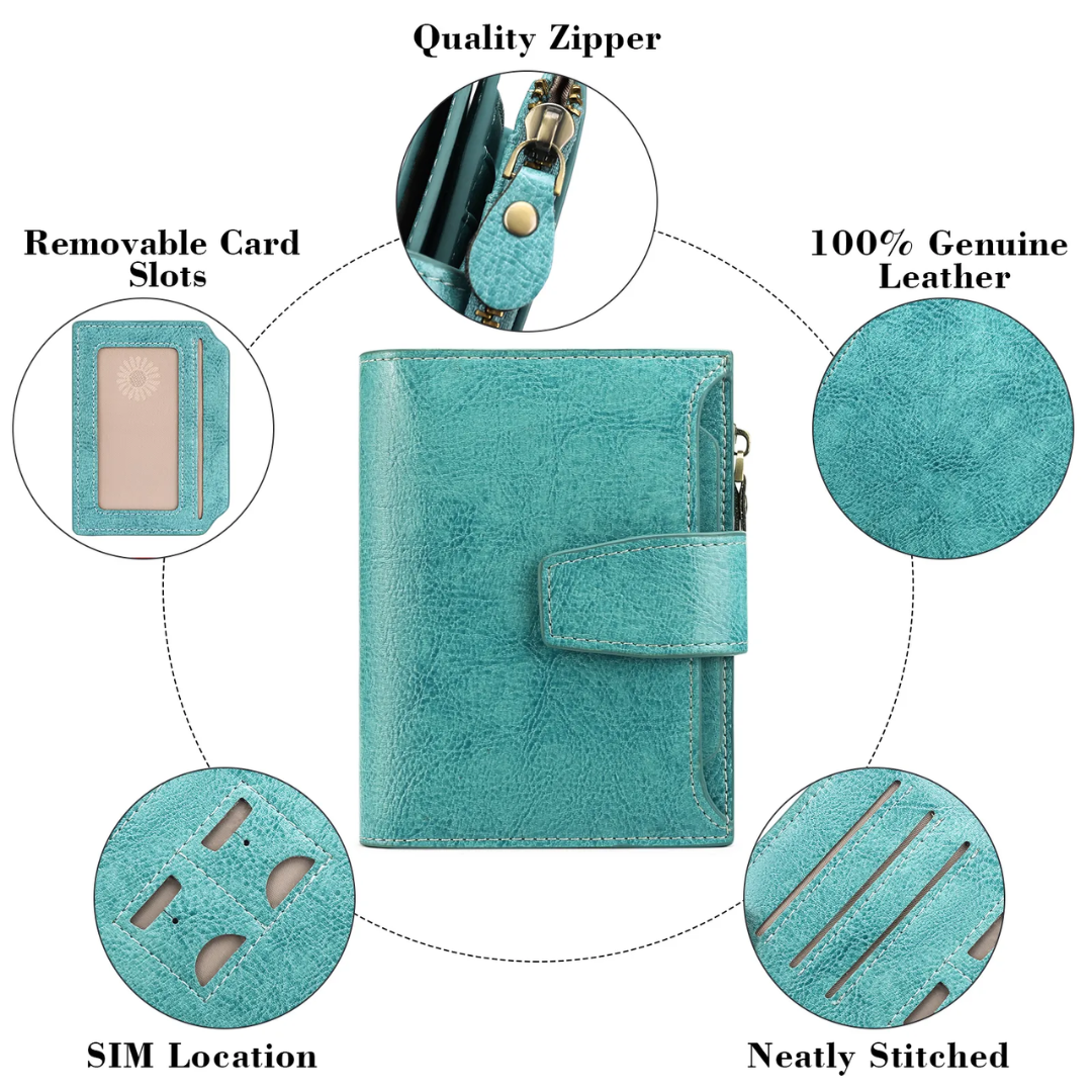 Compact Genuine Leather Multi-Pocket Wallet