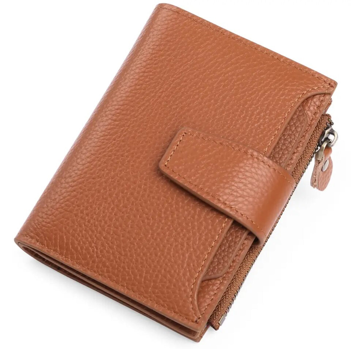 Compact Genuine Leather Multi-Pocket Wallet
