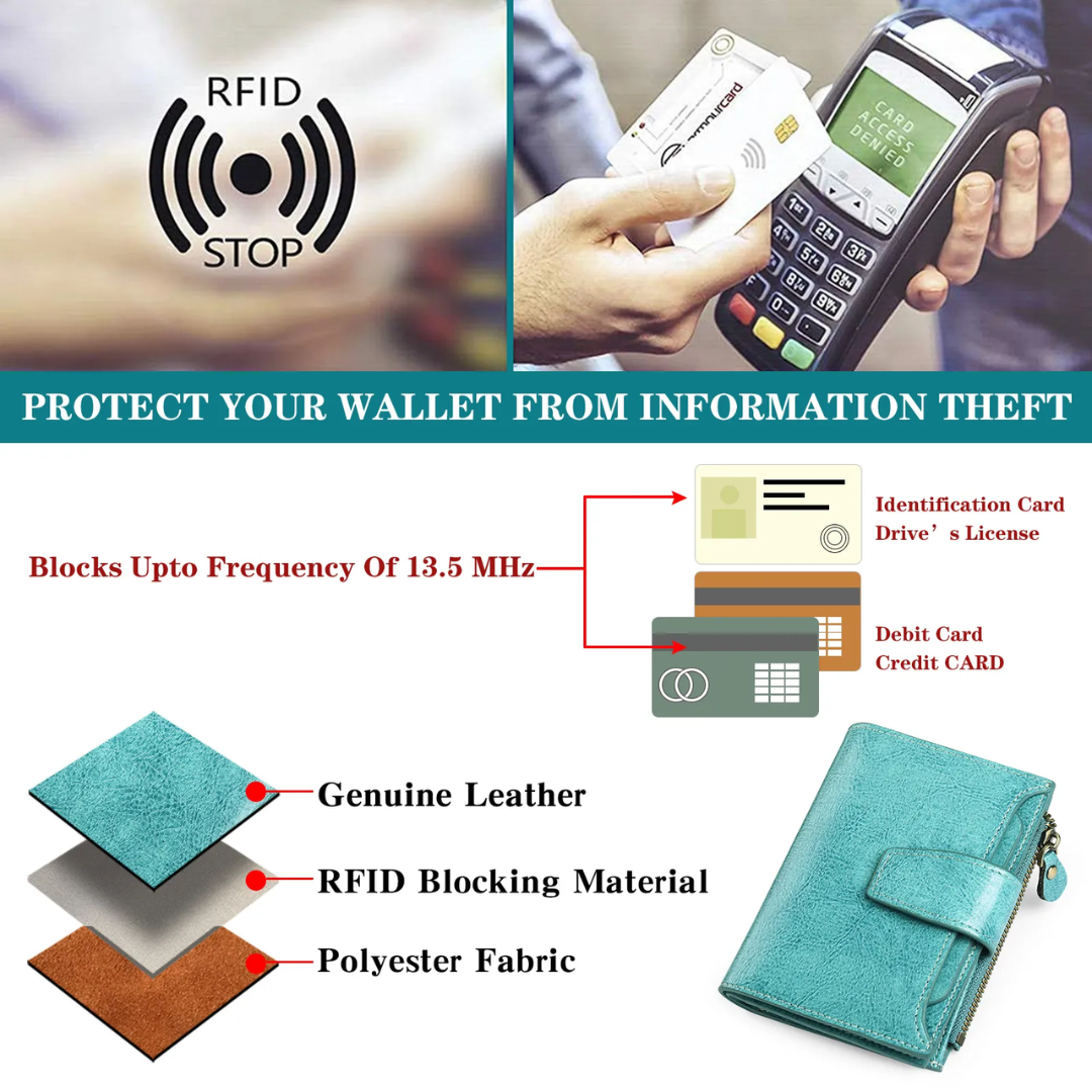 Compact Genuine Leather Multi-Pocket Wallet