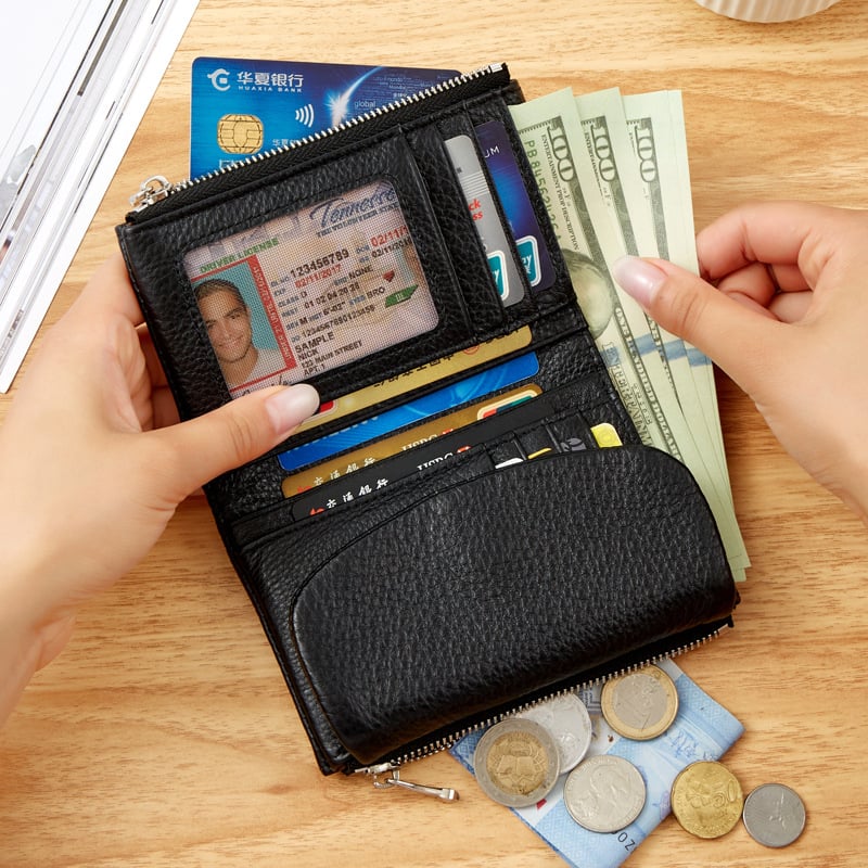 Compact RFID Leather Wallet | 50% DISCOUNT