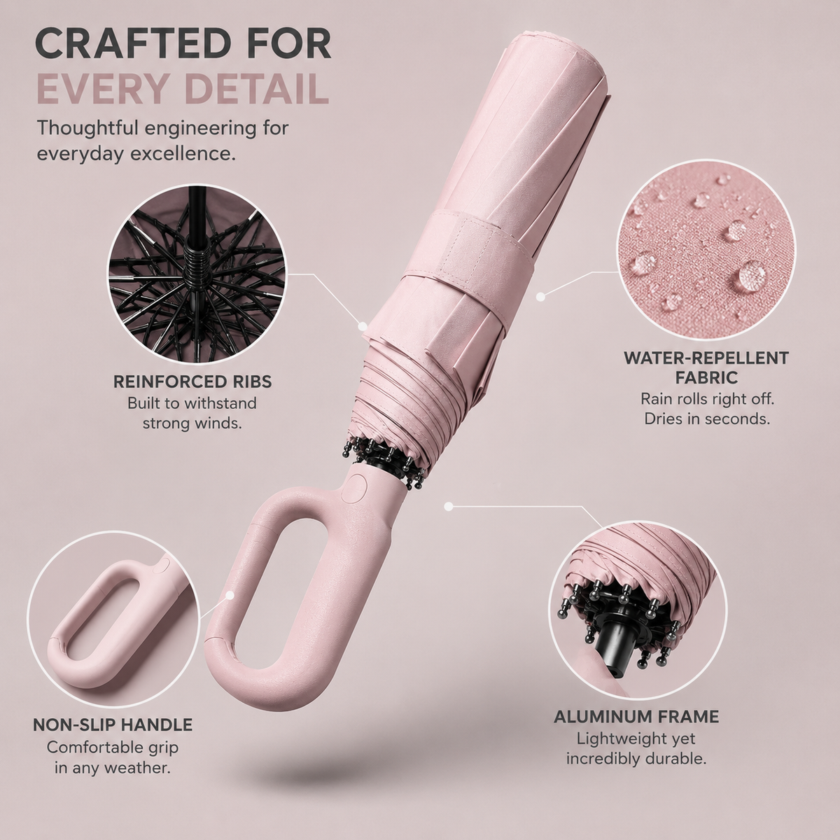 Automatic Windproof Umbrella with 8-Rib Structure and UV Protection for Enhanced Weather Resistance and Everyday Travel Convenience