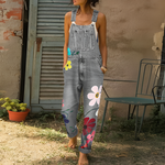 Chic Floral Print Denim Jumpsuit