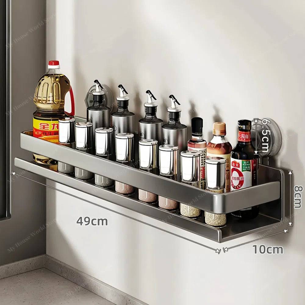 Wall Mounted Suction Cup Spice Rack for Kitchen