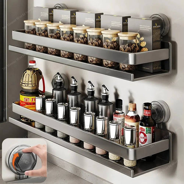 Wall Mounted Suction Cup Spice Rack for Kitchen