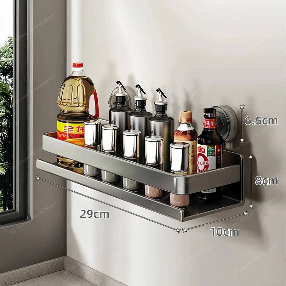 Wall Mounted Suction Cup Spice Rack for Kitchen