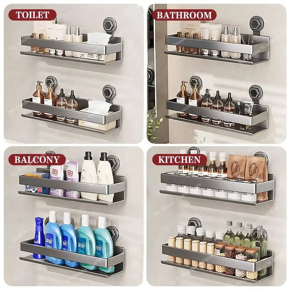 Wall Mounted Suction Cup Spice Rack for Kitchen