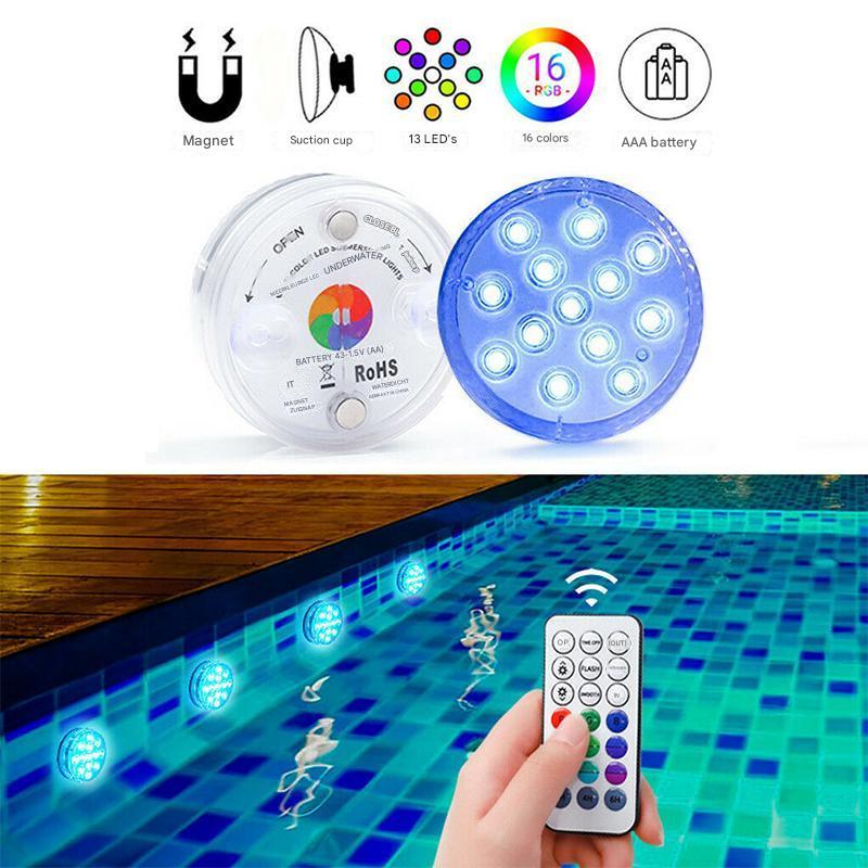 Remote-Controlled Waterproof LED Underwater Lamp - Glow Effect