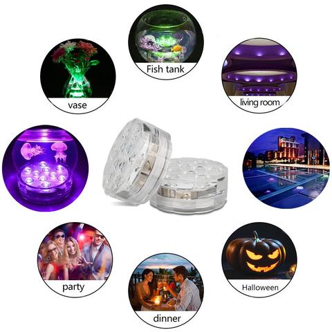 Remote-Controlled Waterproof LED Underwater Lamp - Glow Effect