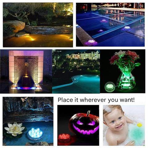 Remote-Controlled Waterproof LED Underwater Lamp - Glow Effect