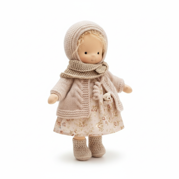 Handmade Waldorf Doll 'Poppi' | 35cm | Organic Cotton & Hypoallergenic Textiles | Educational Toy | Sensory Stimulation