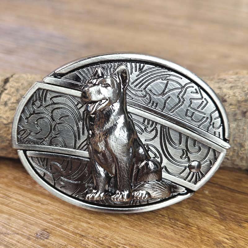 Oval Bull Skull Belt Buckle with Hidden Knife