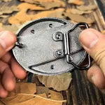 Oval Bull Skull Belt Buckle with Hidden Knife