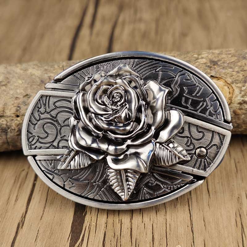 Oval Bull Skull Belt Buckle with Hidden Knife