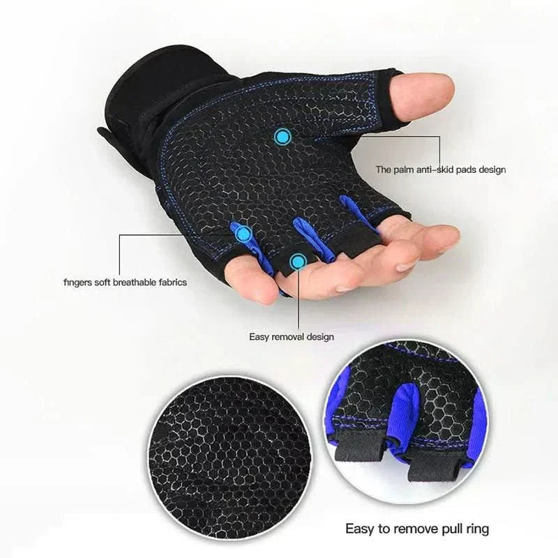 Grip Gloves with Wrist Support for Workouts and Cycling