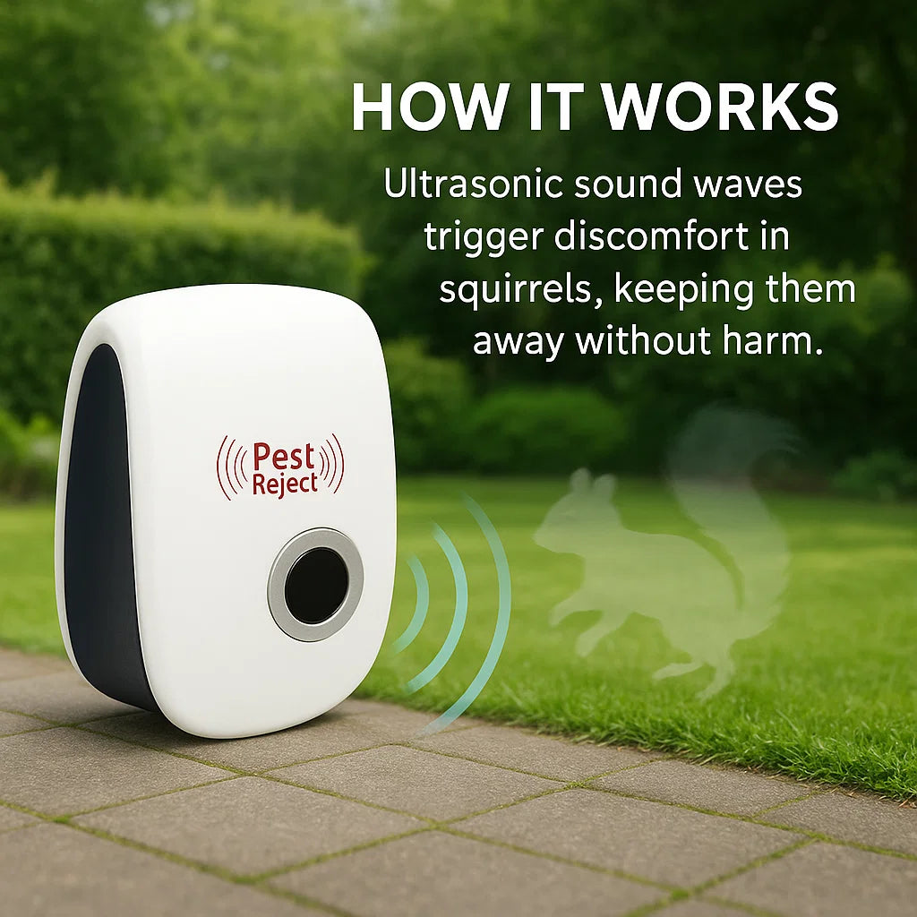Ultrasonic Pest Repeller - Deters Squirrels in 48 Hours for Outdoor Use