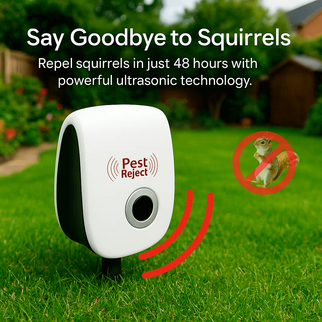 Ultrasonic Pest Repeller - Deters Squirrels in 48 Hours for Outdoor Use