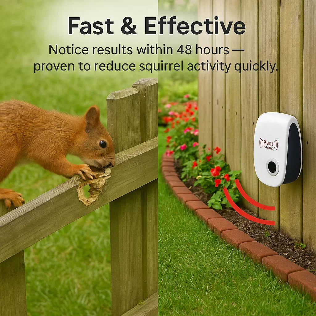 Ultrasonic Pest Repeller - Deters Squirrels in 48 Hours for Outdoor Use