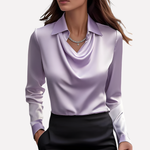 Women's Elegant Draped Neck Satin Blouse