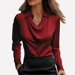 Women's Elegant Draped Neck Satin Blouse