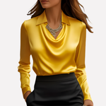 Women's Elegant Draped Neck Satin Blouse