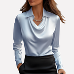 Women's Elegant Draped Neck Satin Blouse