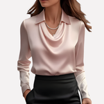 Women's Elegant Draped Neck Satin Blouse