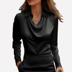 Women's Elegant Draped Neck Satin Blouse