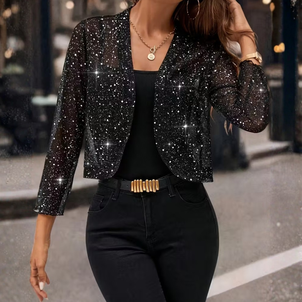 Shimmer Sequin Open Front Jacket