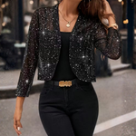 Shimmer Sequin Open Front Jacket