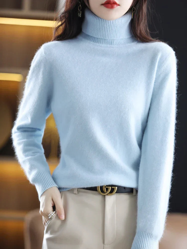 Women's Slim Knit Pure Cashmere Turtleneck Sweater