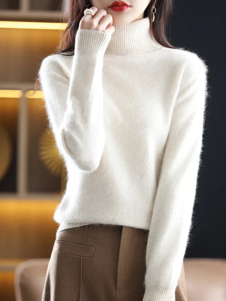 Women's Slim Knit Pure Cashmere Turtleneck Sweater