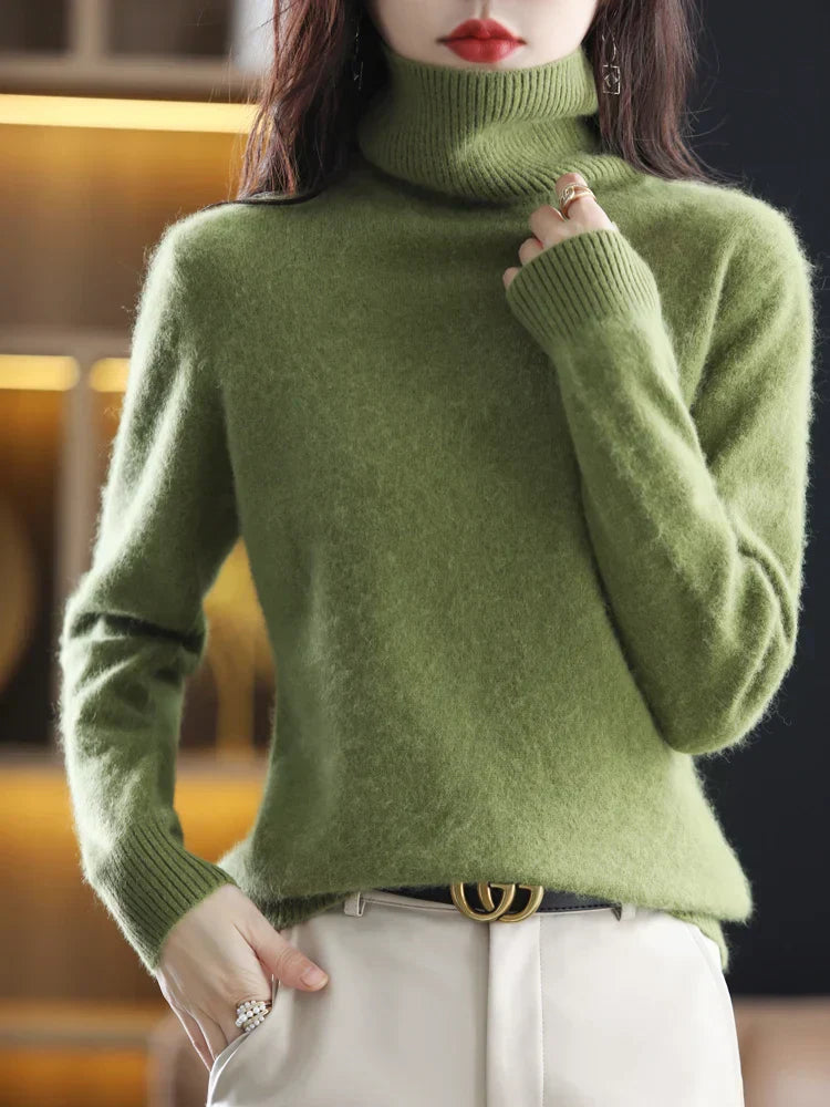 Women's Slim Knit Pure Cashmere Turtleneck Sweater