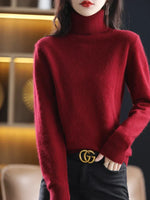 Women's Slim Knit Pure Cashmere Turtleneck Sweater