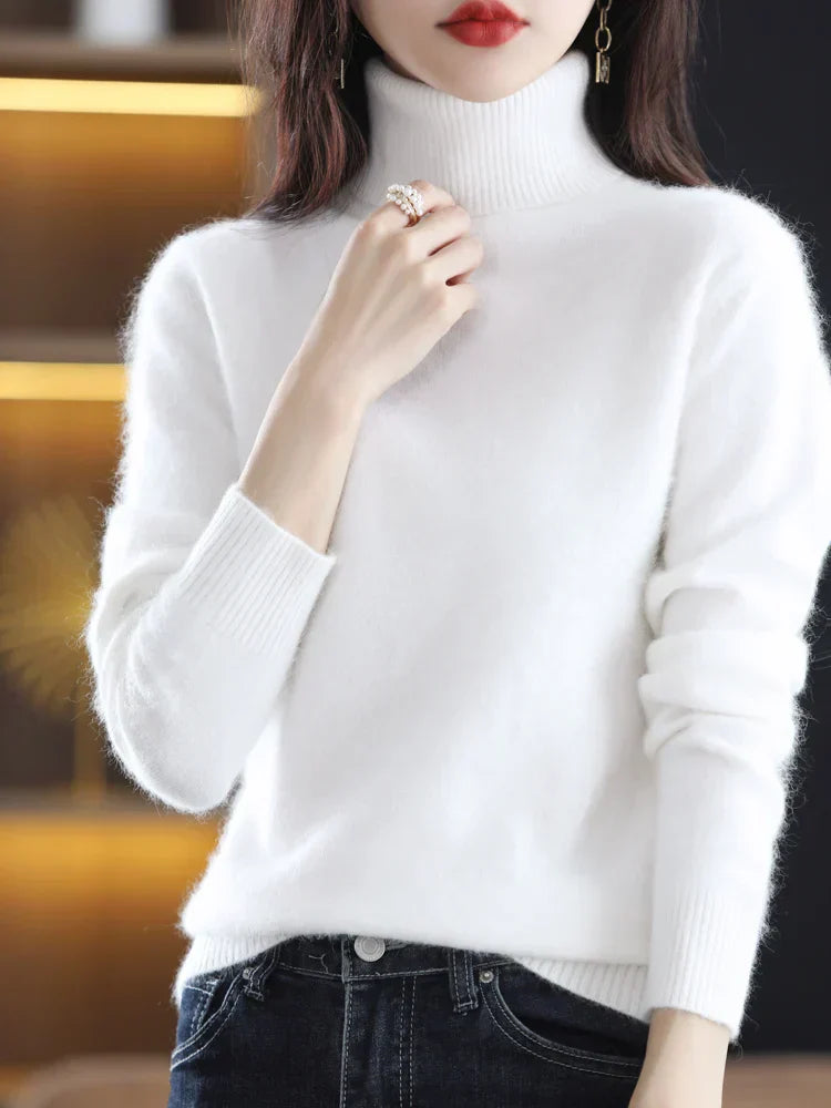 Women's Slim Knit Pure Cashmere Turtleneck Sweater