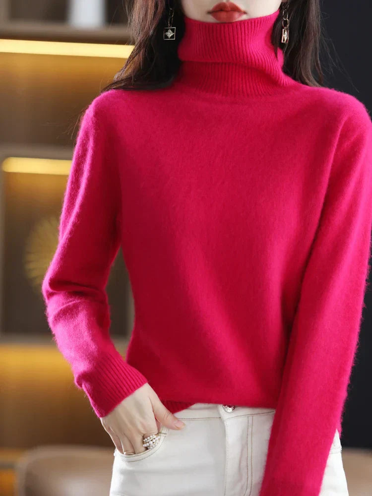 Women's Slim Knit Pure Cashmere Turtleneck Sweater