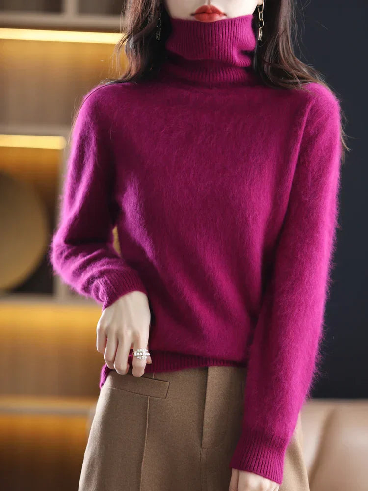 Women's Slim Knit Pure Cashmere Turtleneck Sweater