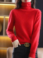 Women's Slim Knit Pure Cashmere Turtleneck Sweater