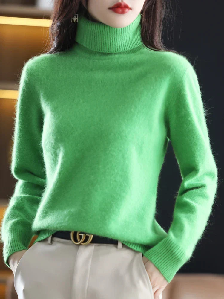 Women's Slim Knit Pure Cashmere Turtleneck Sweater