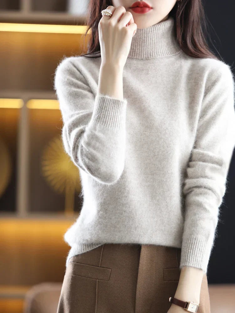 Women's Slim Knit Pure Cashmere Turtleneck Sweater