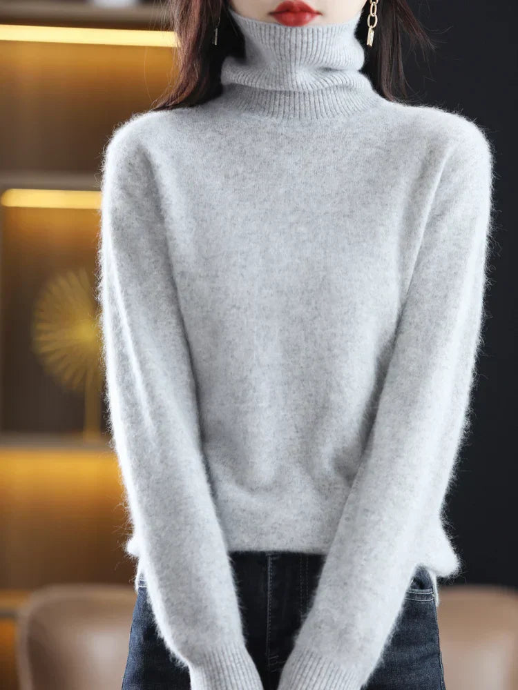 Women's Slim Knit Pure Cashmere Turtleneck Sweater